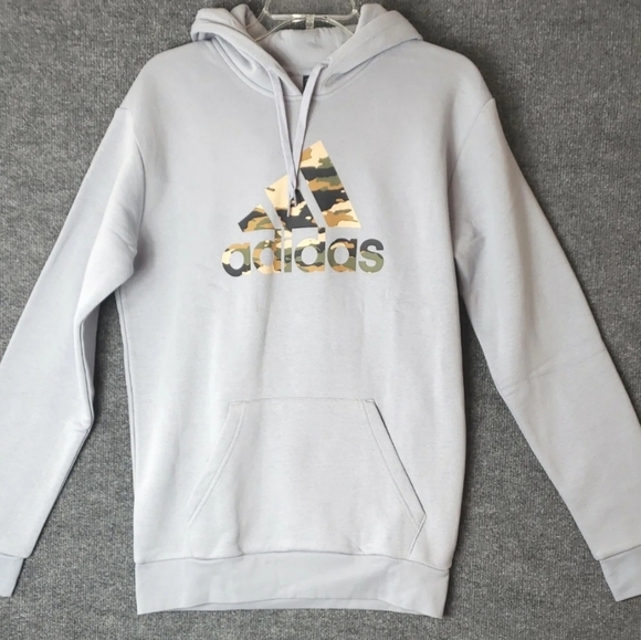 adidas Men's Essentials Camo Print Hoodie Sweatshirt Halo Blue Silver - Picture 2 of 11